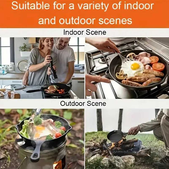 Zestaw 4 sztuk patelni żeliwnych, patelnie z powłoką nieprzywierającą