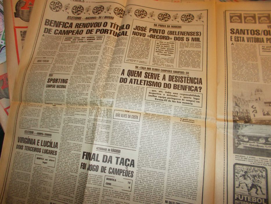 A Bola 1984. Mini cartoon Benfica.