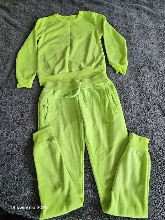 Dres komplet zestaw limonowy neonowy S