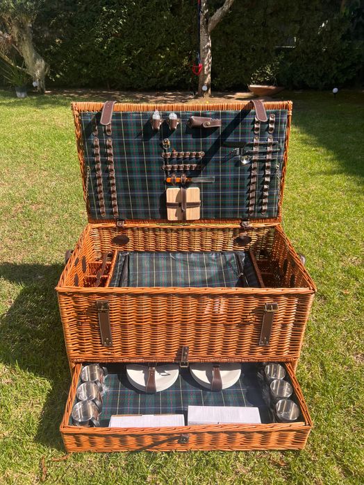 Cesto de picnic luxuoso/ Les Jardins de la Comtesse Luxury Picnic Hamper - Champs-Élysées 10 Person - Wicker & Leather