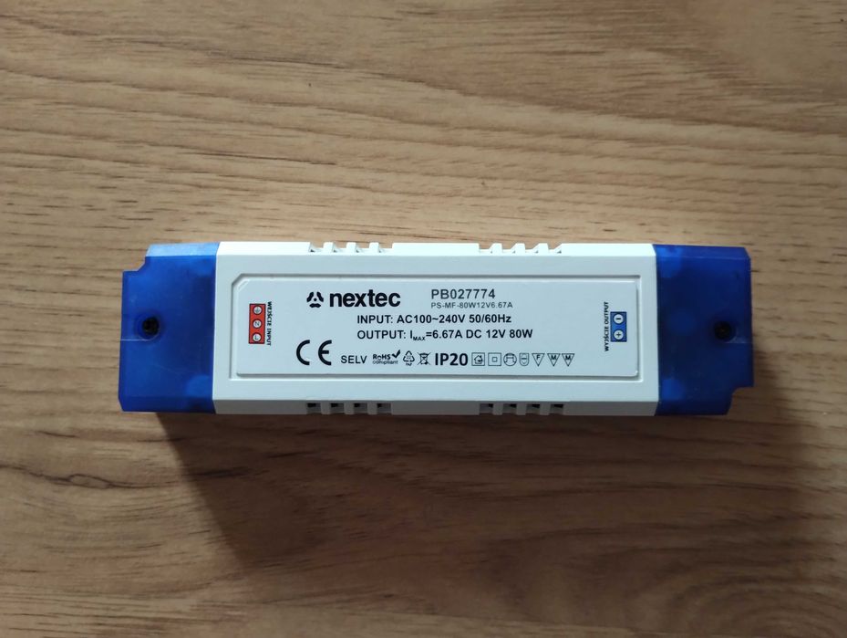 Zasilacz LED Nextec 12 V 80 W 6,67 A PB027774 do taśm led