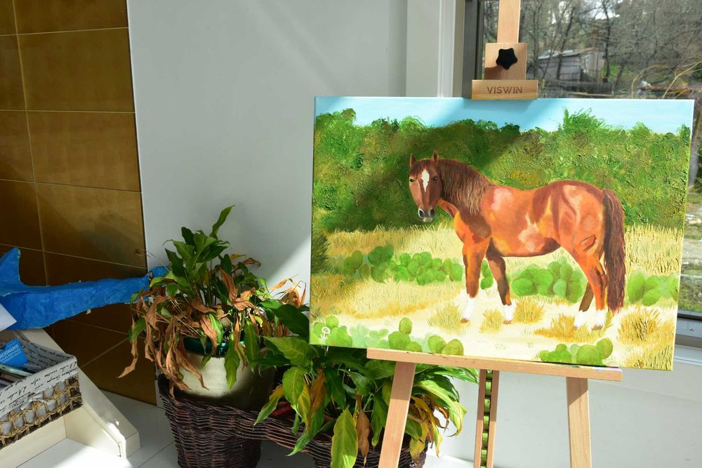 Quadro - Pintura a Óleo Original "O Mustang Selvagem"