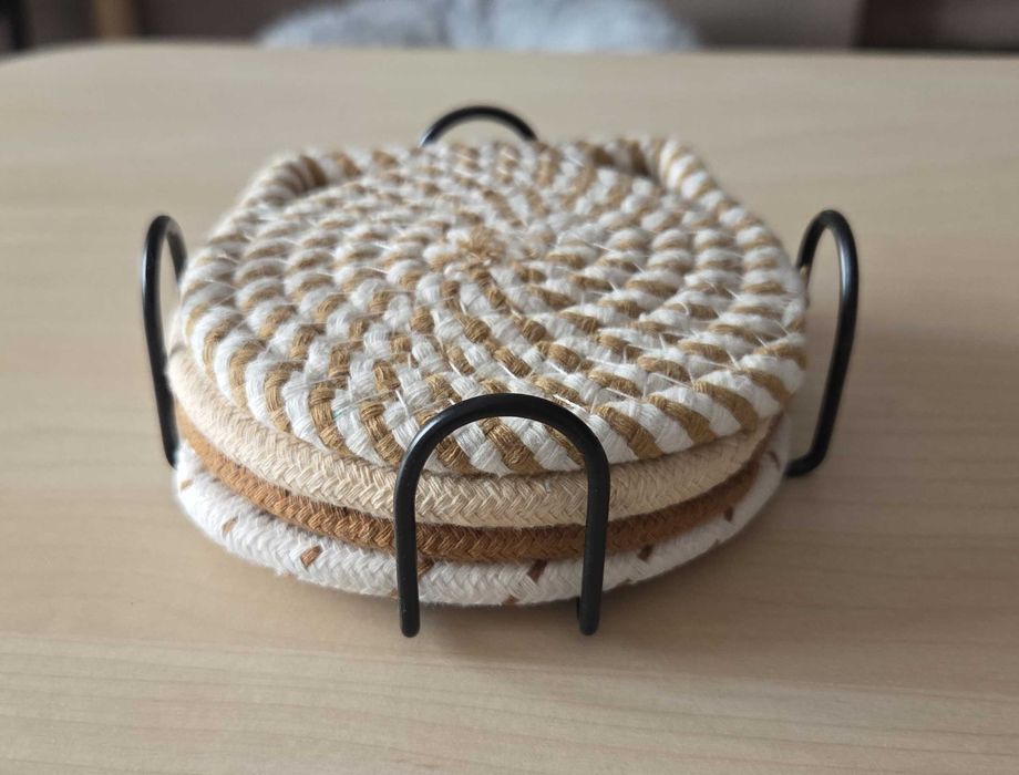 Bases para Copos em Corda com Suporte – Estilo Decorativo