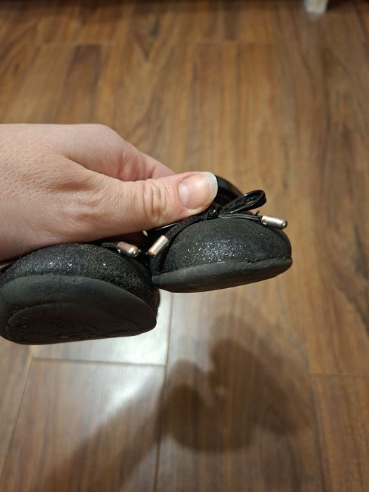 Balerinki 26 pantofle Cup Cake czarne z brokatem