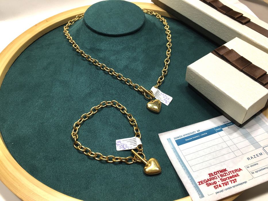 Złoty damski łańcuszek i bransoleta pr585•pozłacany 14K