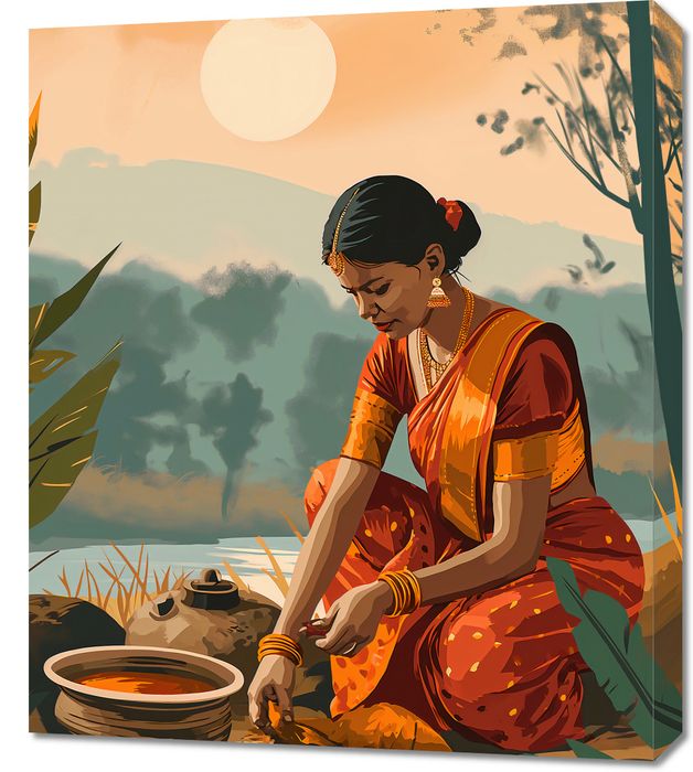 Obraz 60x70cm Codzienność w Odcieniach Złota