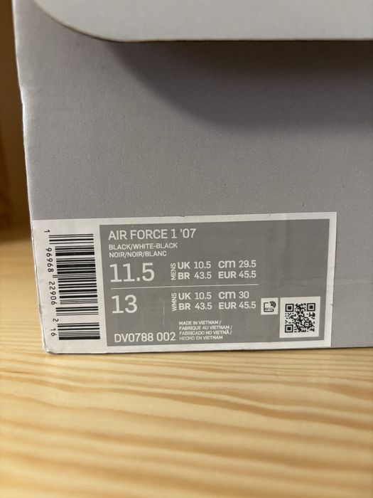 Buty męskie Nike Air Force 1 | Rozmiar 45.5 | Czarno-Białe