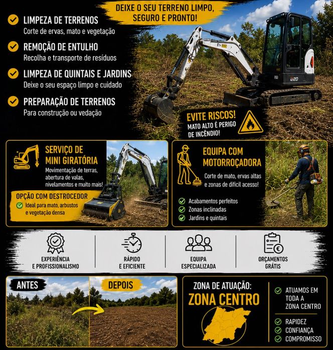 Limpeza de terrenos e espaços exteriores
