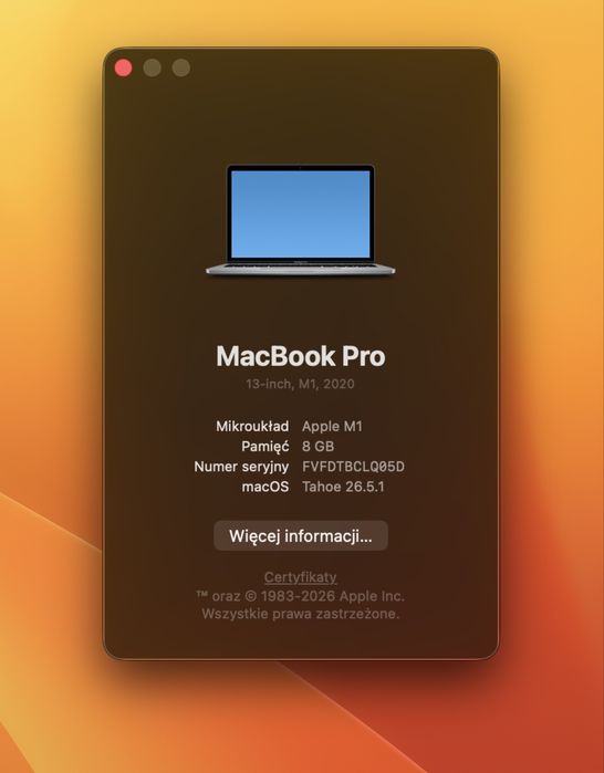 Macbook M1 Pro 256gb SSD 8gb Ram