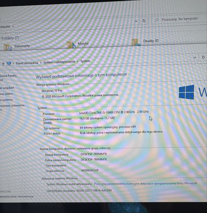 Komputer Lenovo v50s pc i5 10gen 16 gb ram monitor Dell 27