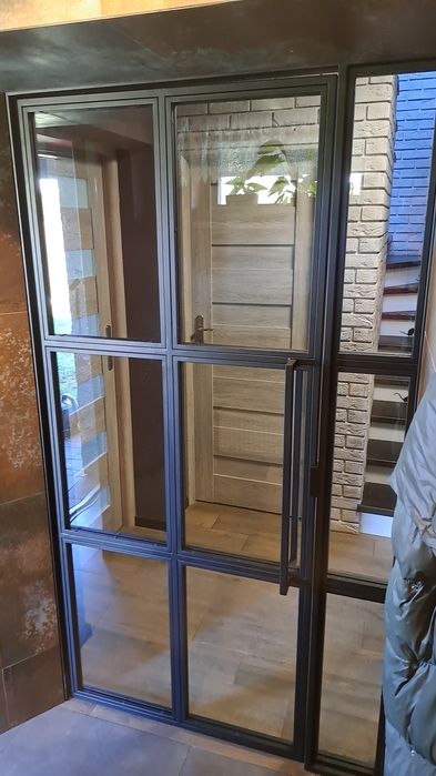 Drzwi metalowe, przesuwne, stalowe, szklane  loft