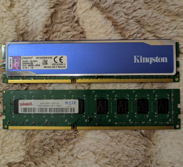 Оперативна пам'ять Kingston HyperX Blu. DDR3 4GB + takeMS DDR3 2GB