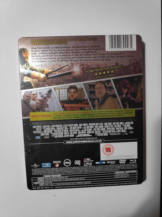 Kick-ass  steelbook combo blu-ray i dvd, 3 dyski, wydanie brytyjskie