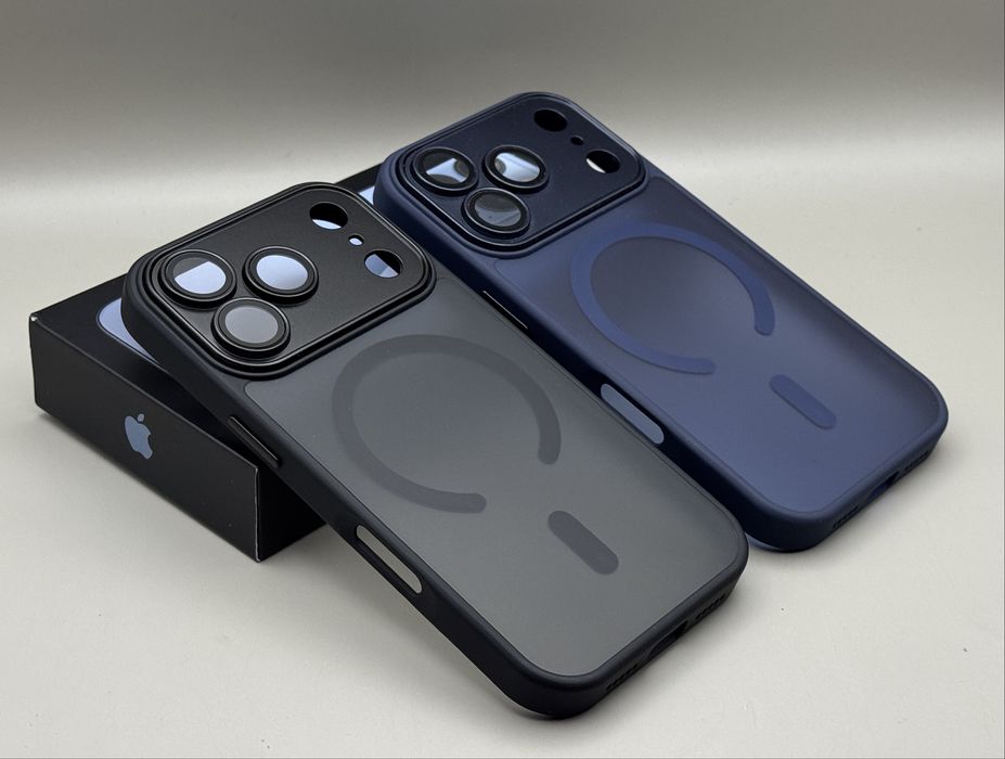 Матовый чехол iPhone 17 Pro Max черный MagSafe, 17 Pro синий MagSafe