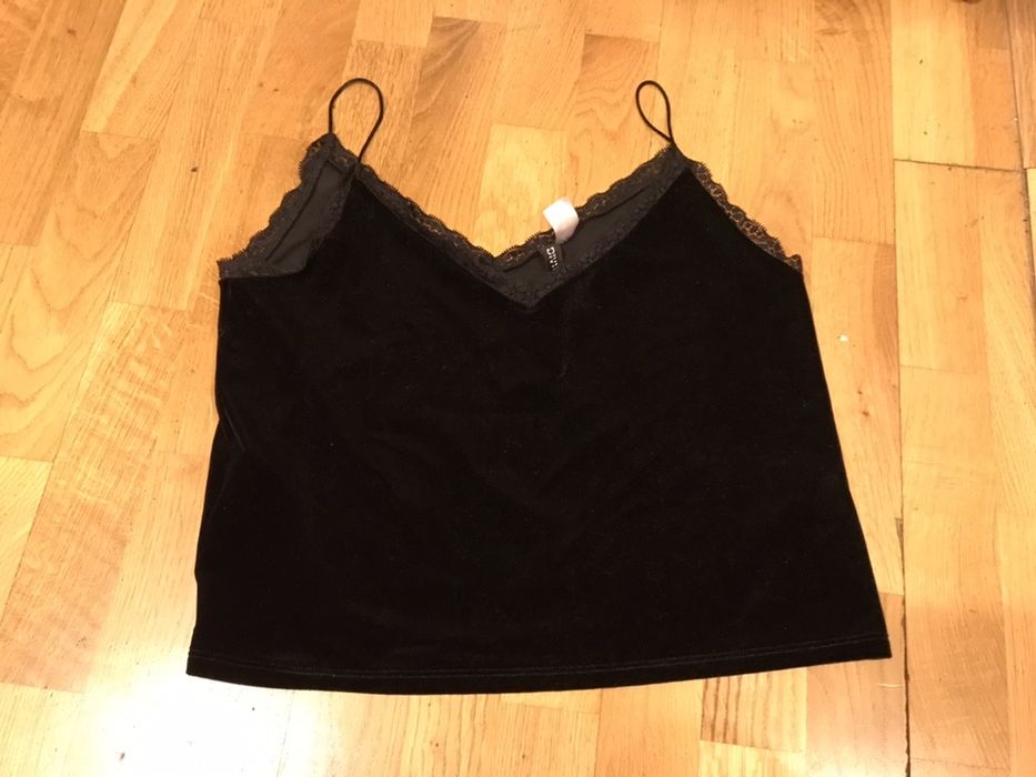 Divided HM H&M bluza bluzka koszula koszulka S czarna jak zamsz