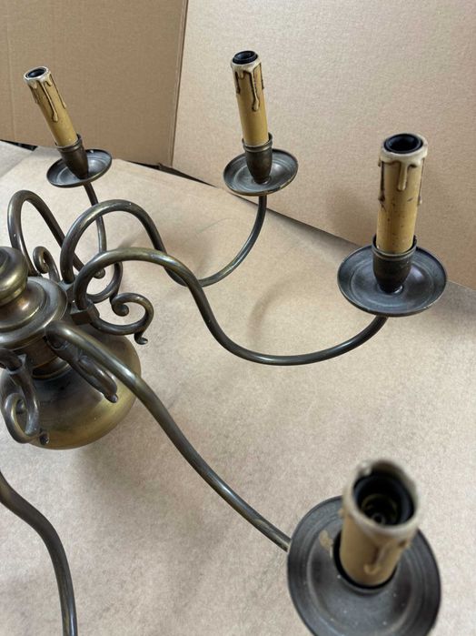 Lampa Żyrandol mosiężny retro 8 ramienny