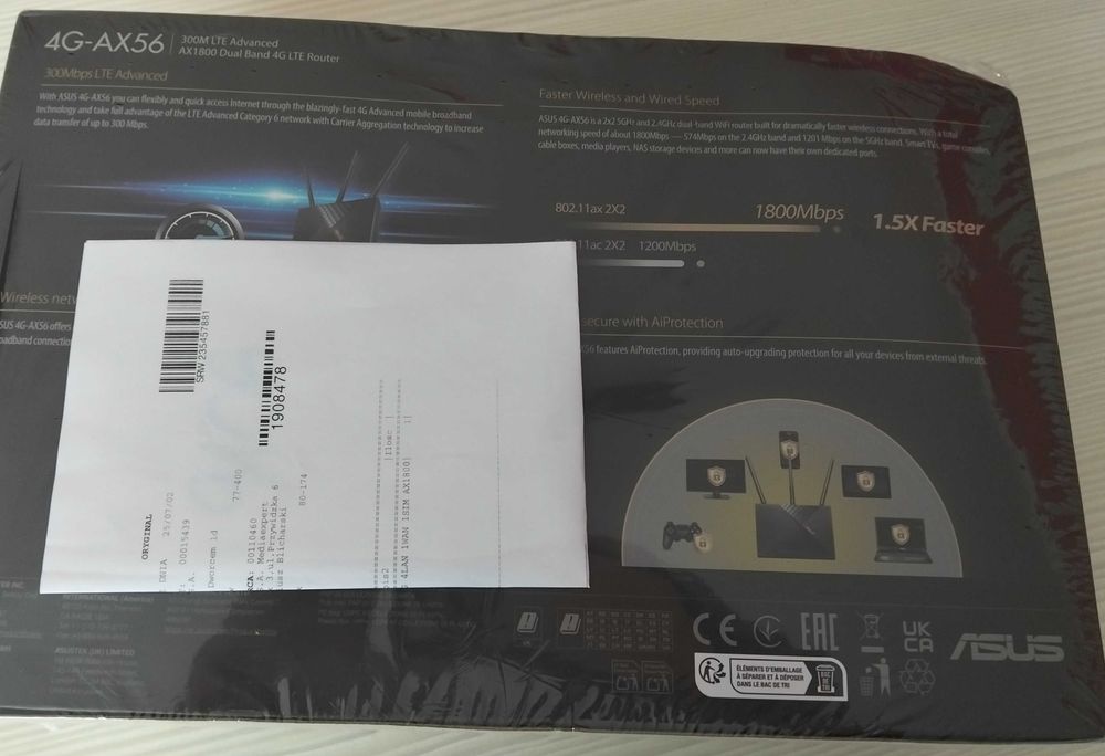 Router wifi 6 ASUS 300 M LTE ADVANCED 4-G AX 56