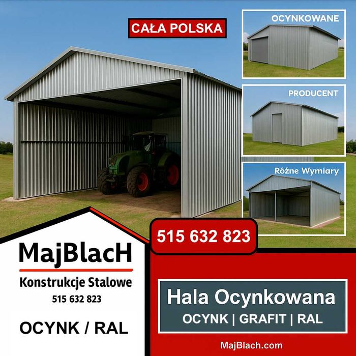 Wiata Otwarta Ocynkowana / Garaż Blaszany /HALA / Montaż - Maj-BlacH
