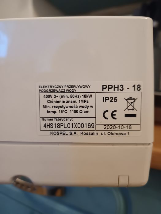 Podgrzewacz wody elektryczny przepływowy