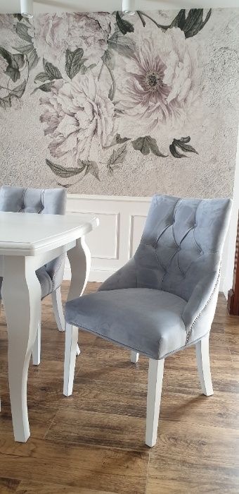 Krzesło eleganckie glamour chesterfield z kołatką tapicerowane hampton