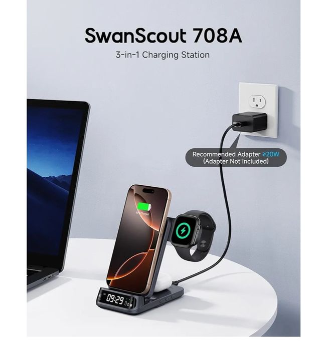 Ładowarka indukcyjna do telefonów 3in1
