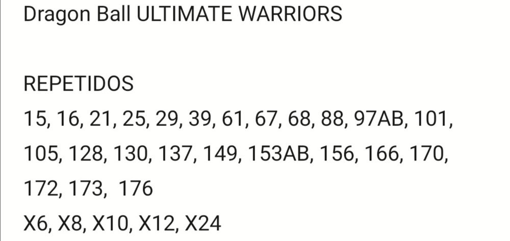 Cromos Dragon Ball Ultimate Warriors