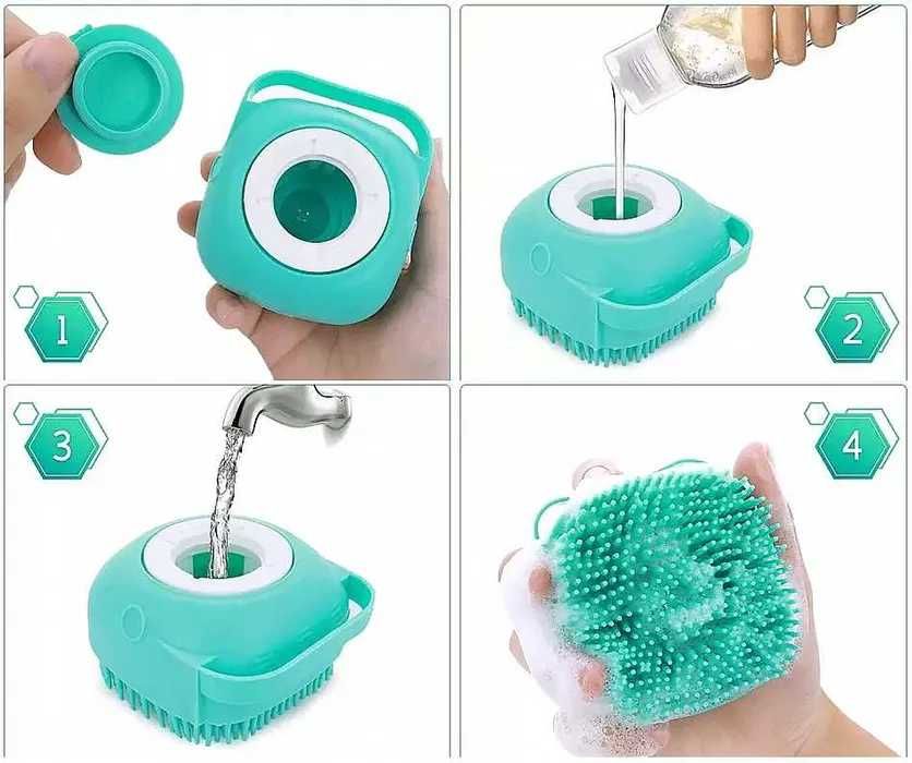 Szczotka Do Mycia Zwierząt SIlikonowa Z Dozownikiem (Promocja)