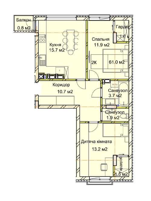 Продаж 2к квартири 61 кв. м (73200$). Історичний центр