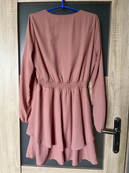 Różowa sukienka z długim rękawem, Mohito