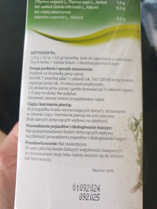 Zioła septosan nowe zafoliowanr