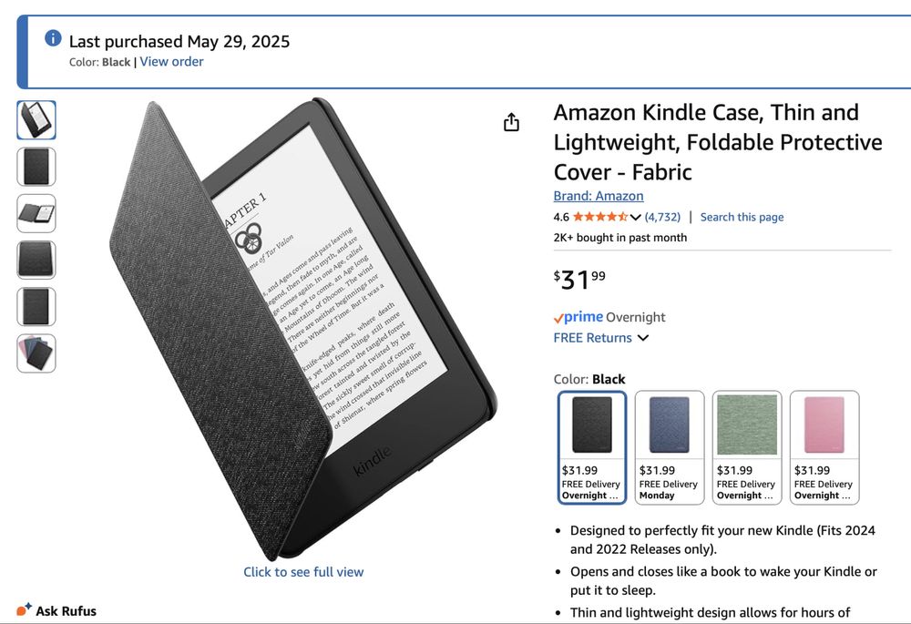 Чохол Amazon Kindle Fabric Cover (11th Gen, 2022) Dark
