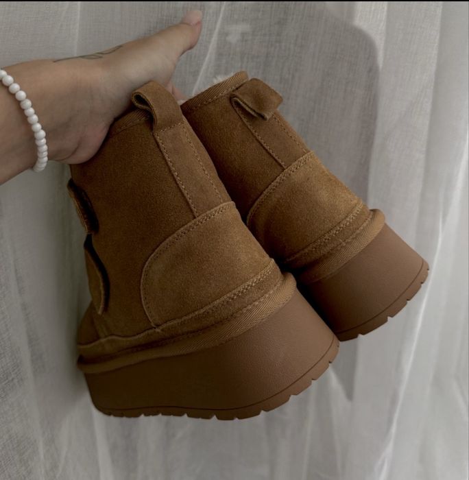 Угги Ugg хайтопы ботинки натуральный замш зимние высокая подошва мех