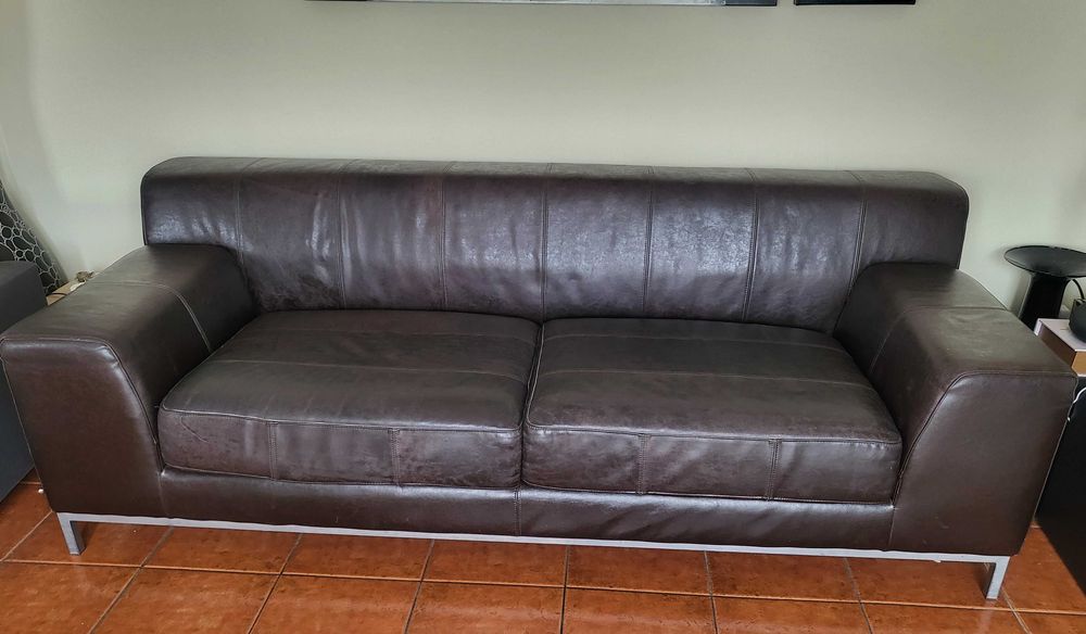Sofa de sala 4 lugares em pele