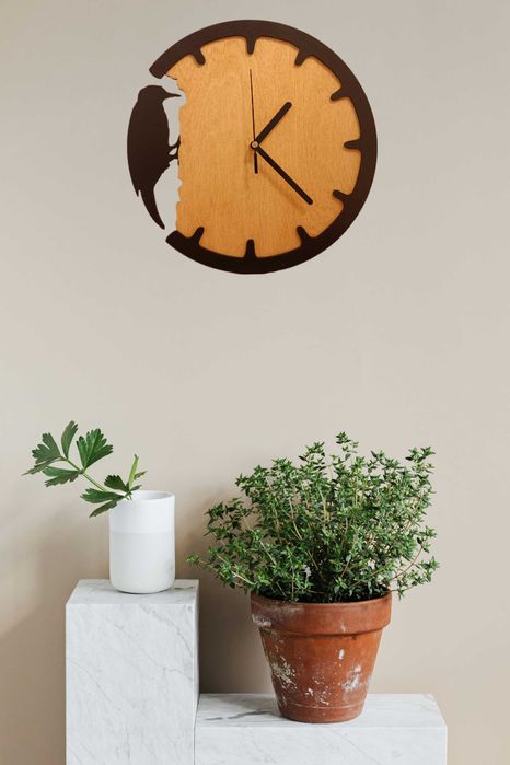 Zegar Ścienny Unikalny Drewno Ptak Cichy Prezent Salon Pokój