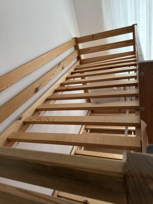 Łóżko piętrowe drewniane 80x200 + materace + szuflady