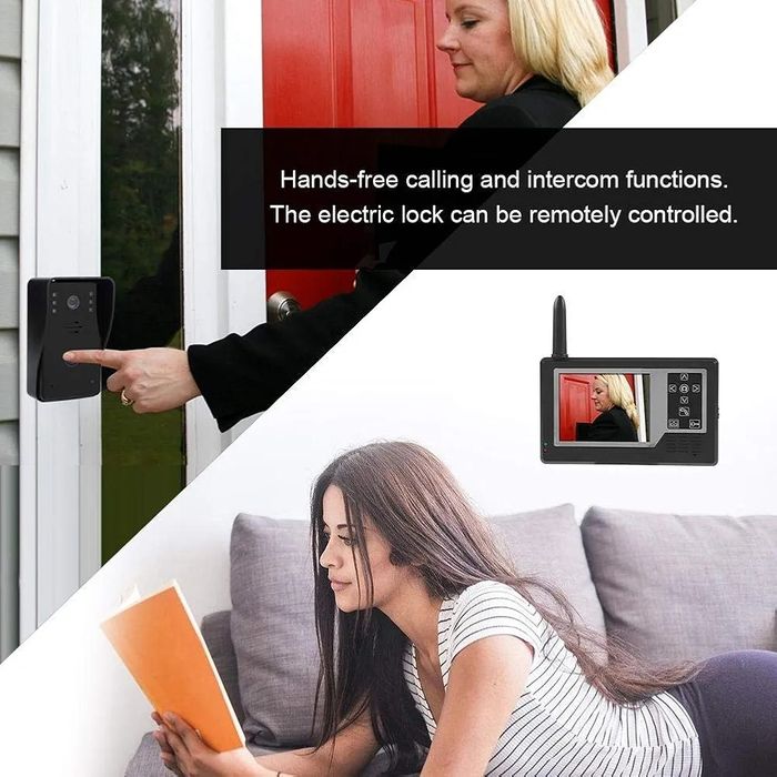 Wideodomofon, domofon domofonowy ASHATA 2.4G domofon z 3,5-calowym mon