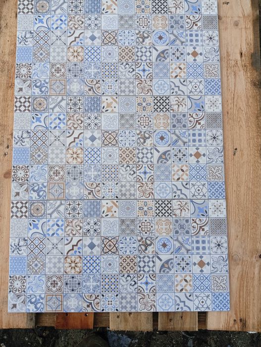 Настенная Глянцевая Синяя Плитка на Фартук Деко 30х 60 см