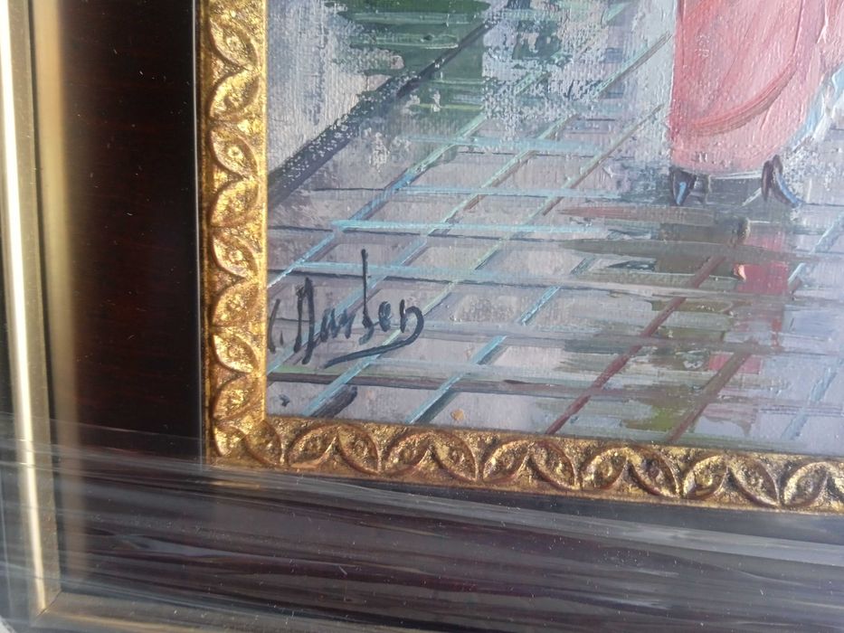 Pintura a óleo com assinatura de pintor