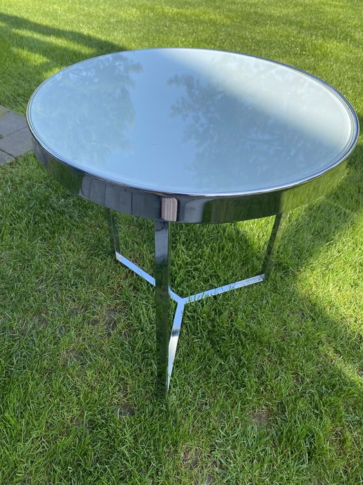 Stolik kawowy podstawa metalowa blat szklany .