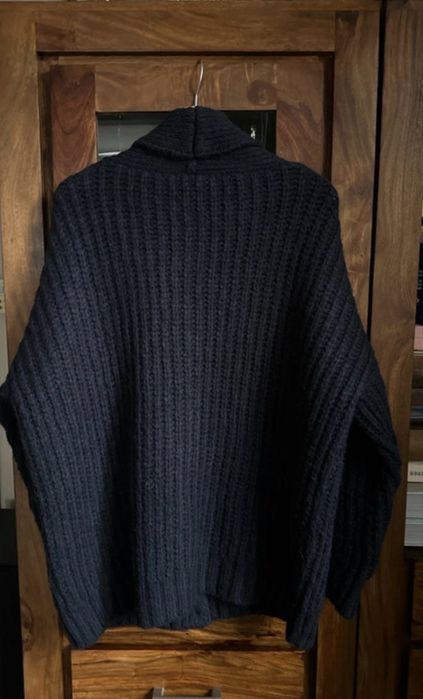 Zara granatowy rozpinany kardigan sweter wełna S M oversize