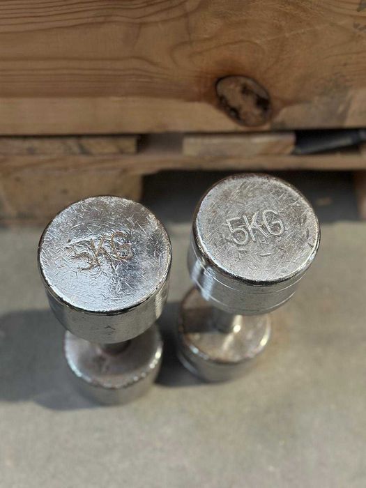 Używane hantle chromowane – wyprzedaż 2 x 5 kg