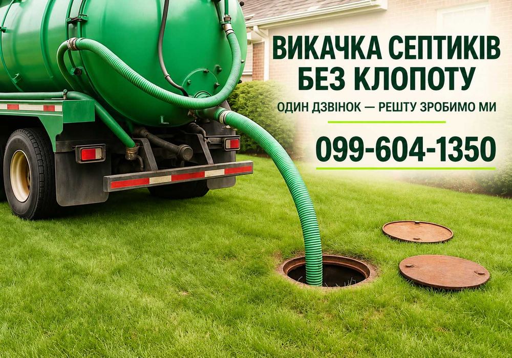 Викачка вигрібних ям ПІД КЛЮЧ, Чистка септика, туалетів, Послуга асенізатора, мулососа
