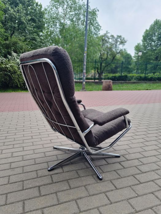 Fotel w chromie, obrotowy Bauhaus,mid-century lata 80 vintage design