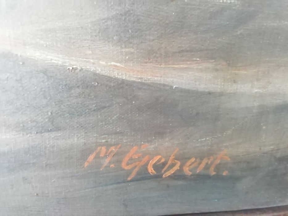 Obraz marynistyczny sygn. M. Gebert płótno olej wym. ok. 120x90 cm.