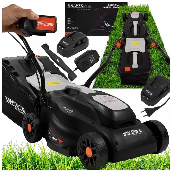 Kosiarka Akumulatorowa Elektryczna do Trawy 21V 4AH Kosz 32L Kraft&Dele