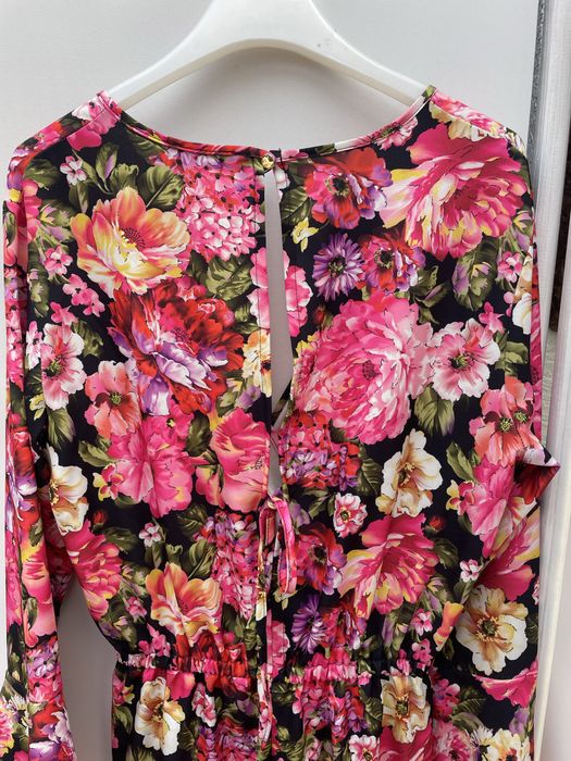 Kolorowy lekki krótki kombinezon S/M print kwiatowy