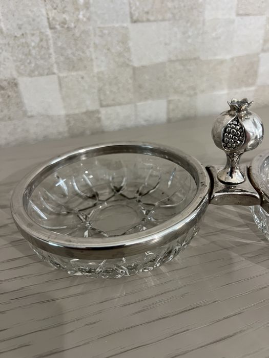 Taca cristal e  metal para aperitivos