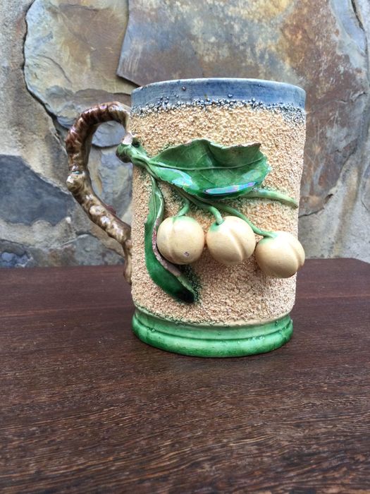 Grande Caneca Caldas da Rainha José Alves Cunha Séc XIX 12 cm Marcada