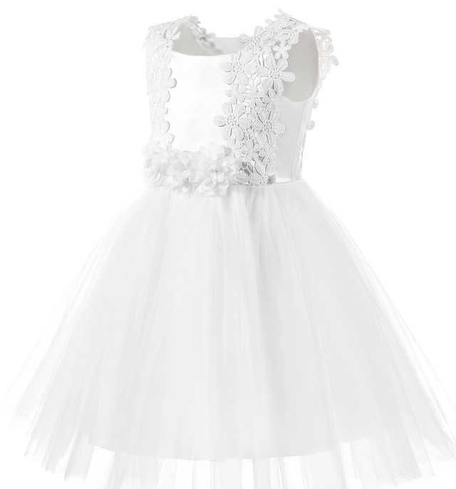 Платье белое пышное для девочки с кружевом ,без рукава рост 120–130 см