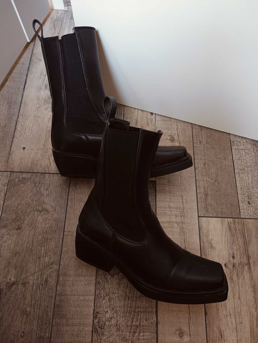 Botki czarne 40, Eco skora